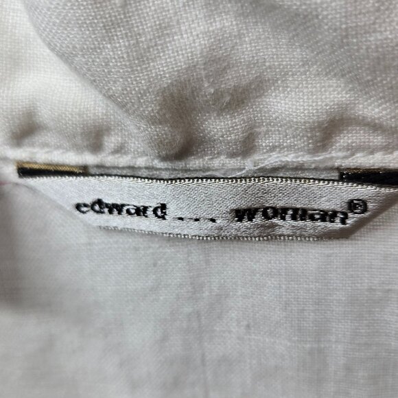 Edward Irish 100% Irish Linen Women White Metallic Gold Floral Embroidered 3X - Picture 8 of 9